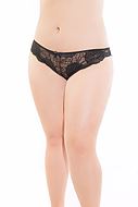 Cheeky panties, openwork lace, flowers, plus size